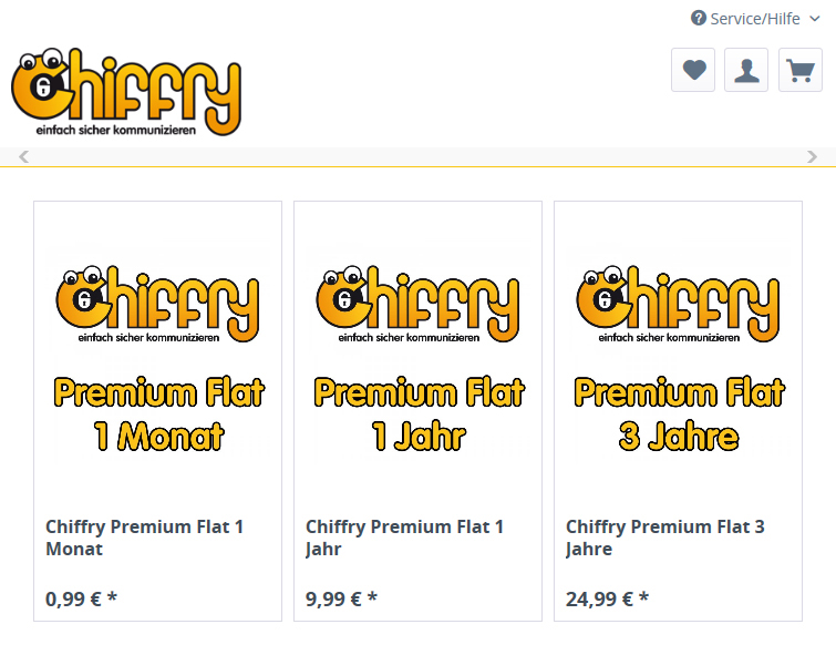 Chiffry Premium im Online Shop für datenschutzkonforme Kommunikation
